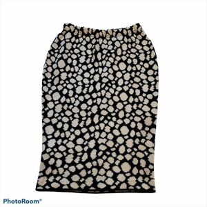 Joan Vass Knit Bodycon Skirt White Black Animal